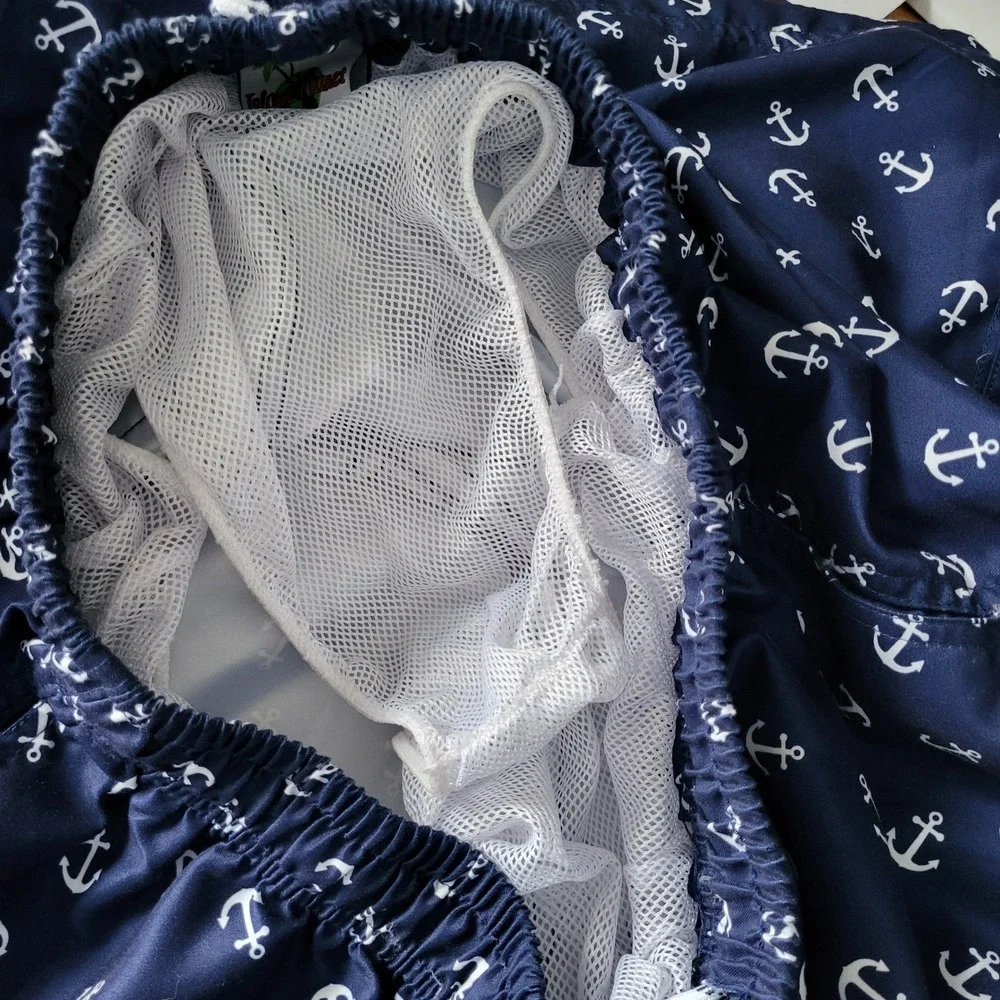 Island Planet Swim Trunks Men S Nautical Anchor Print Swim Cruise Beach Vacation